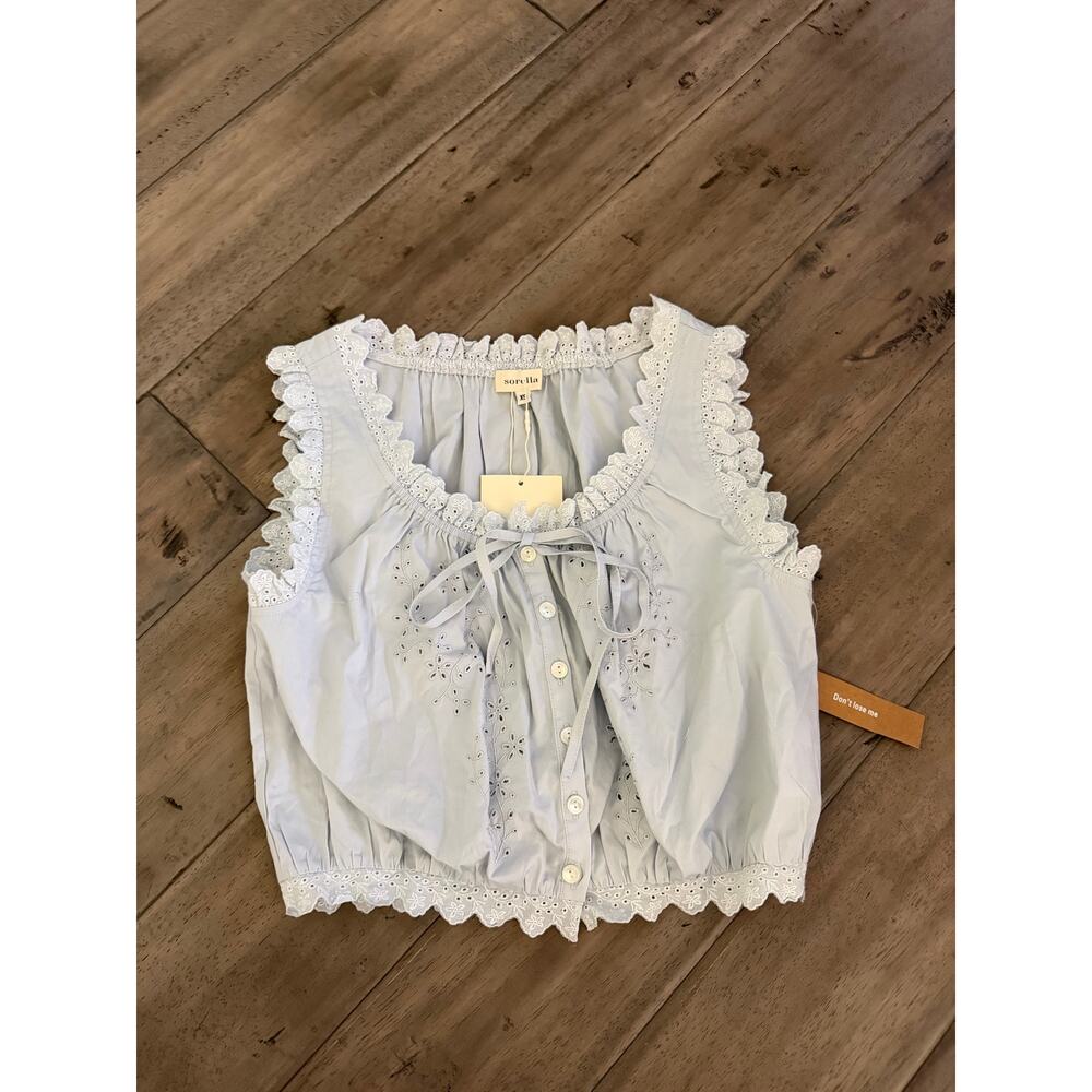 sorella Shelby Cotton Top light blue size XS $172 - Picture 5 of 7